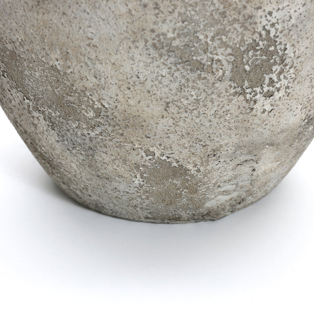 Terracotta Urn Vase with Handles, Marbled Gray-White, 11"