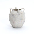 Terracotta Urn Vase with Handles, Marbled White-Gray, 11"
