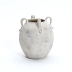 Terracotta Urn Vase with Handles, Marbled White-Gray, 11"