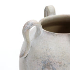 Terracotta Urn Vase with Handles, Marbled White-Gray, 11"