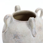 Terracotta Urn Vase with Handles, Marbled White-Gray, 11"