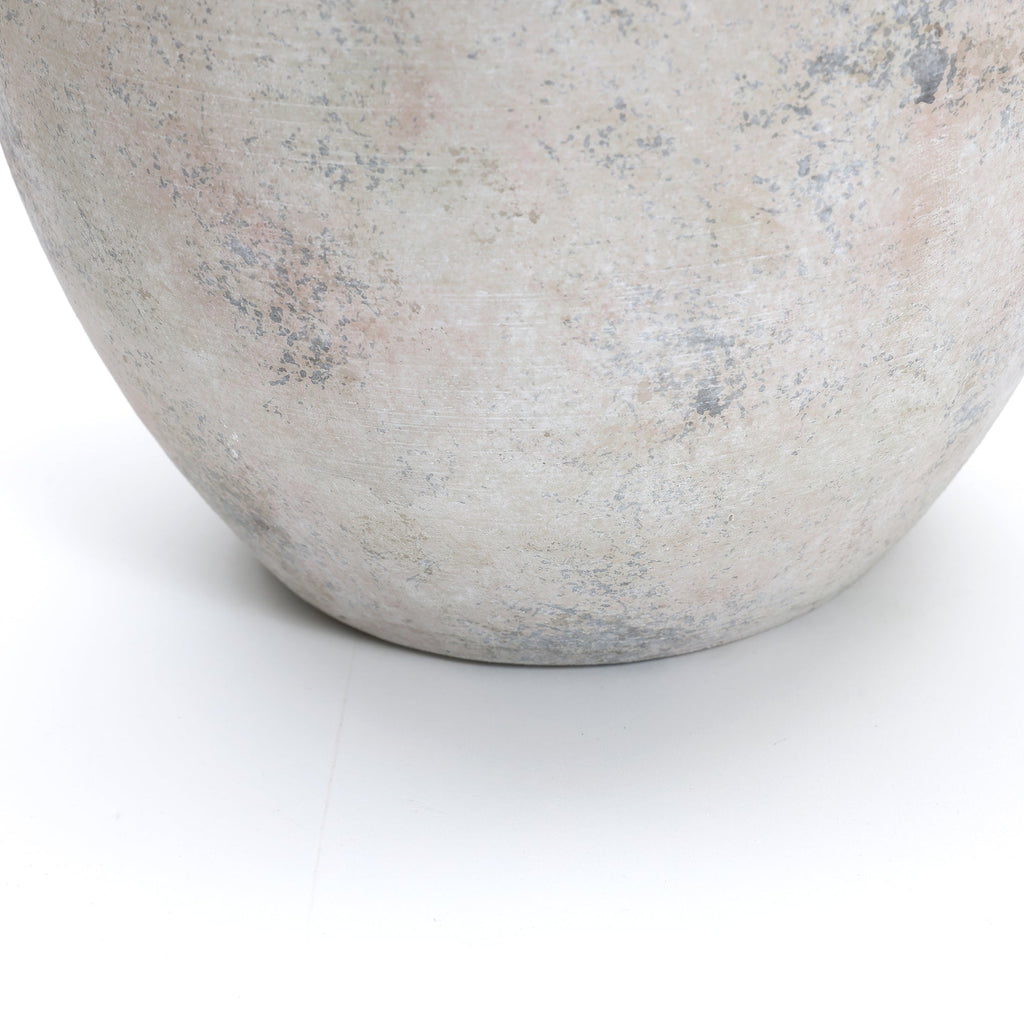 Terracotta Urn Vase with Handles, Marbled White-Gray, 11"