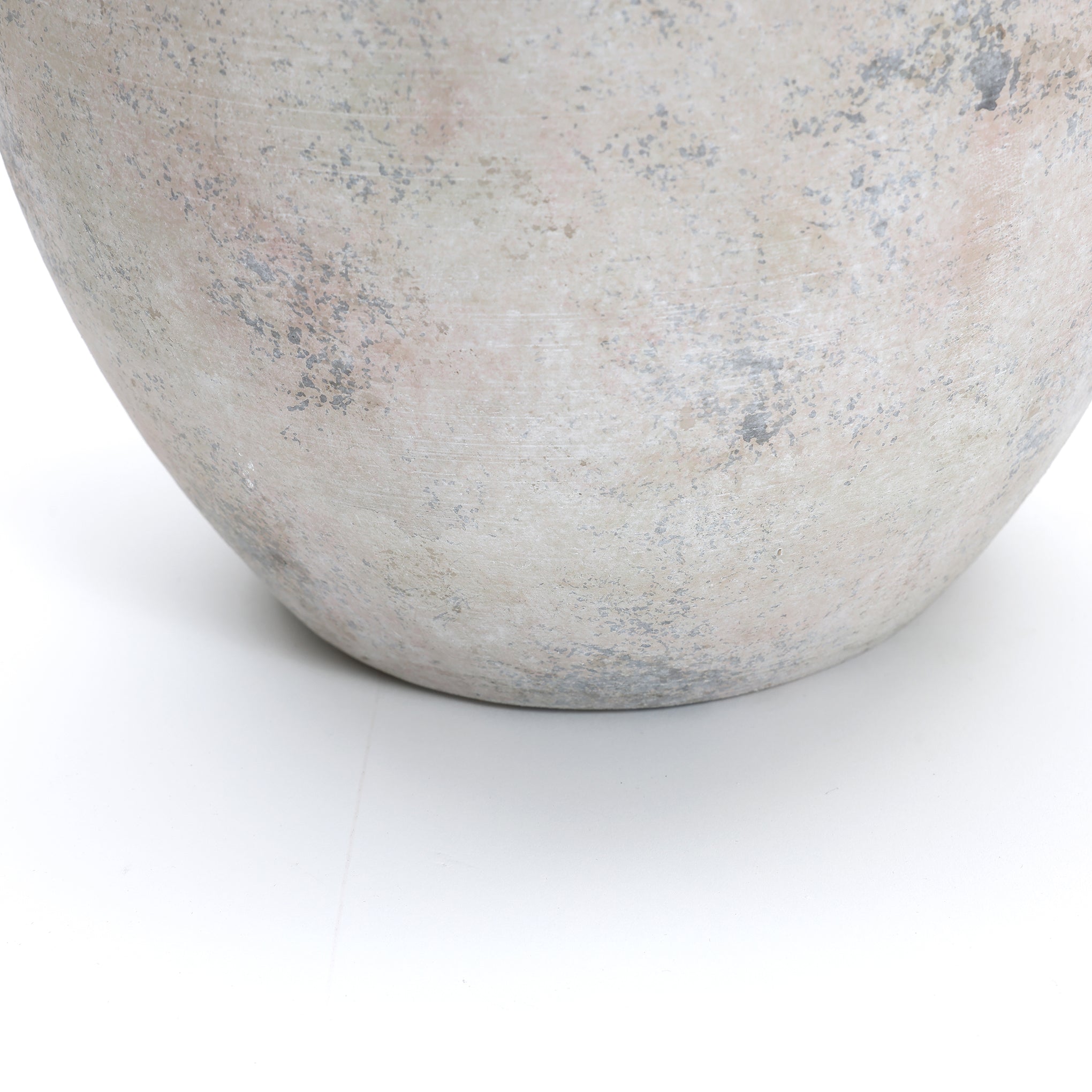 Terracotta Urn Vase with Handles, Marbled White-Gray, 11"