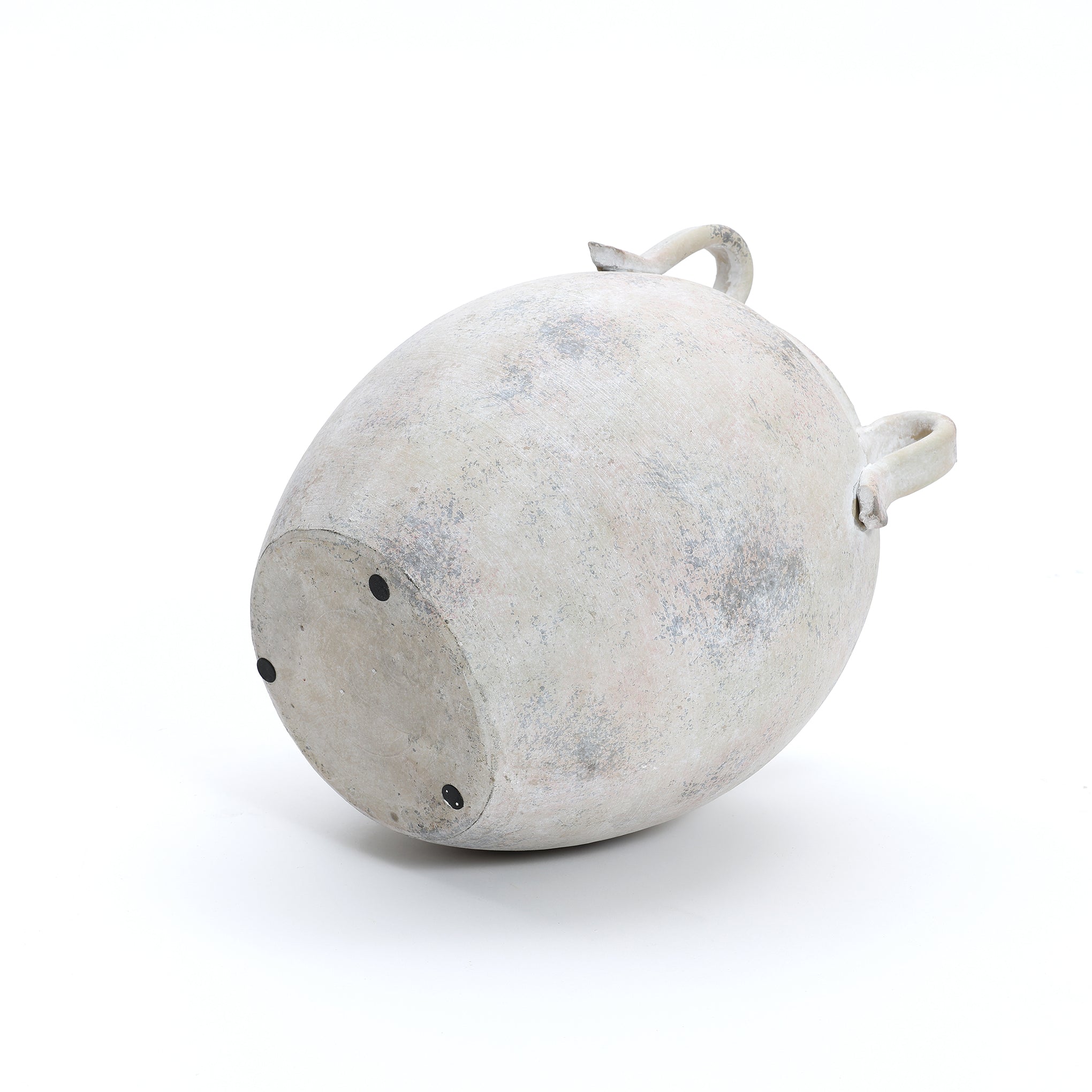 Terracotta Urn Vase with Handles, Marbled White-Gray, 11"