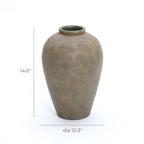 Tall Terracotta Urn Vase, Rustic Brown, 15"