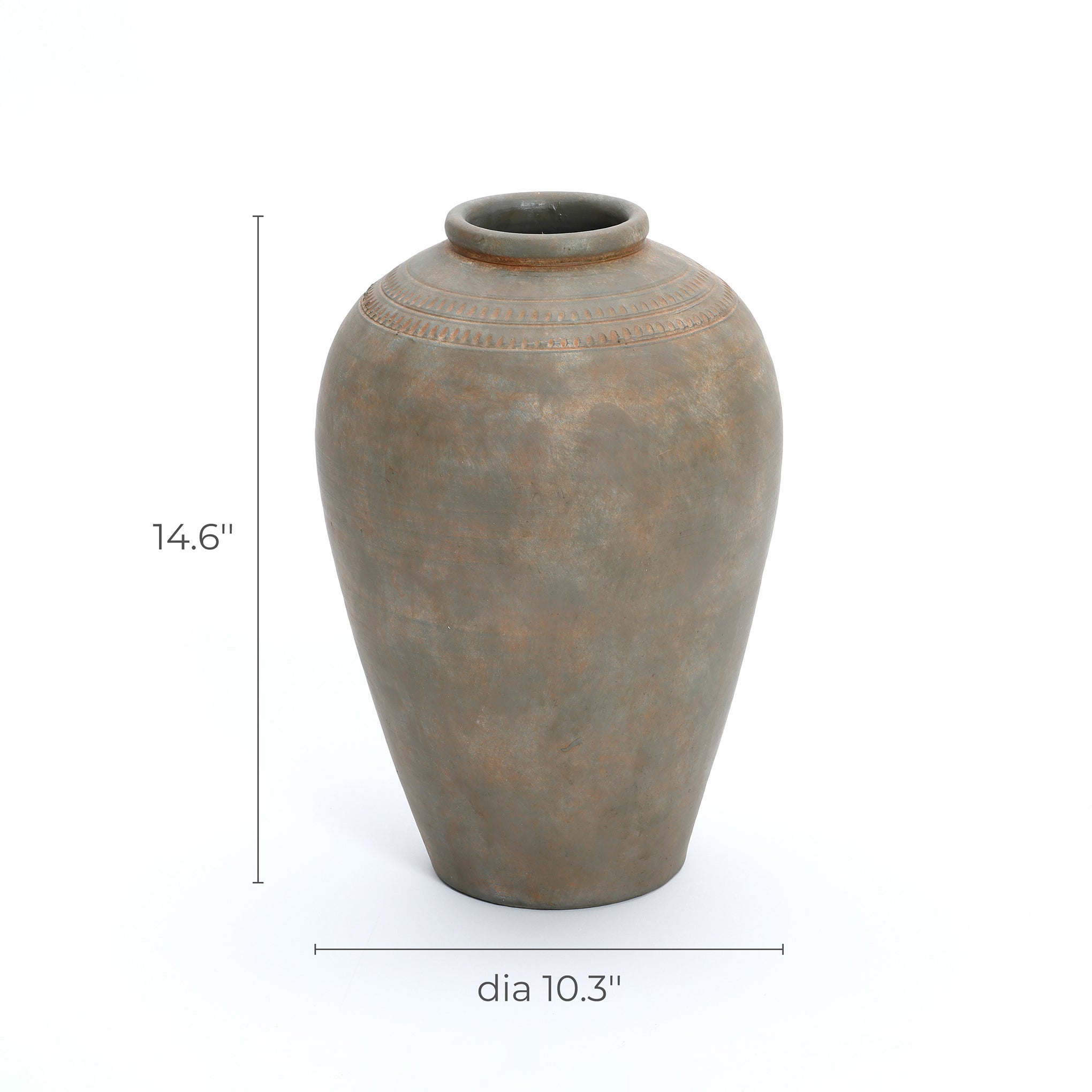 Tall Terracotta Urn Vase, Rustic Brown, 15"