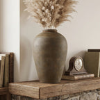 Tall Terracotta Urn Vase, Rustic Brown, 15"