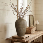 Tall Terracotta Urn Vase, Rustic Brown, 15"
