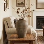 Tall Terracotta Urn Vase, Rustic Brown, 15"