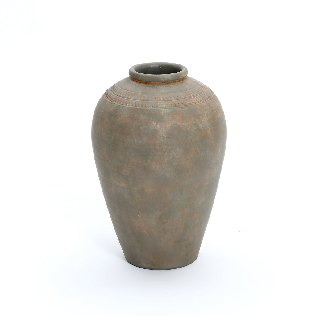 Tall Terracotta Urn Vase, Rustic Brown, 15"