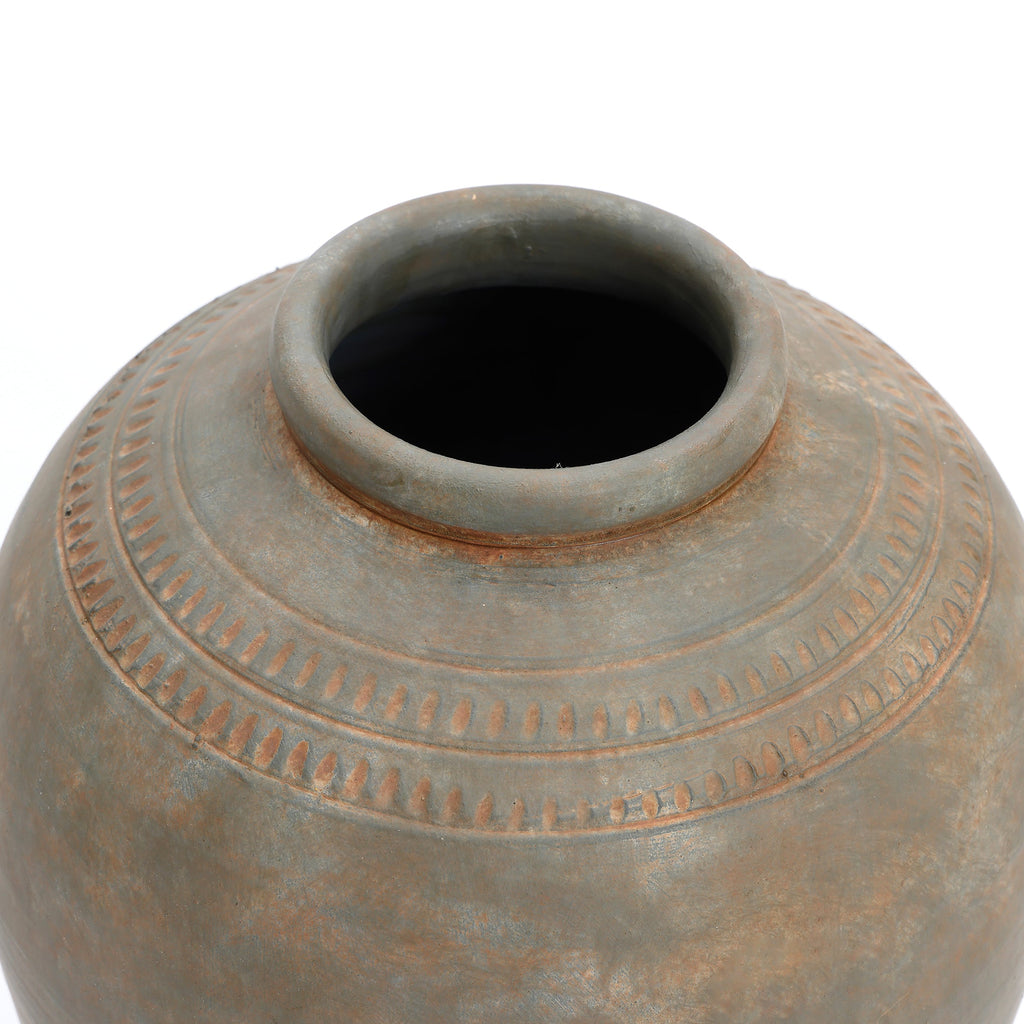 Tall Terracotta Urn Vase, Rustic Brown, 15"
