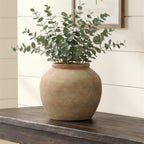 Round Terracotta Vase, Rustin Golden Brown, 10.5"