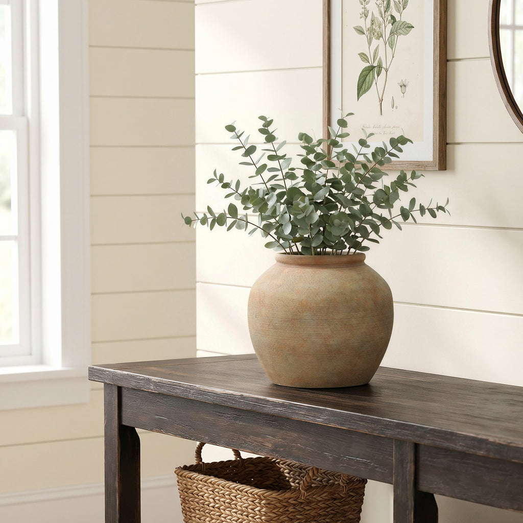 Round Terracotta Vase, Rustin Golden Brown, 10.5"