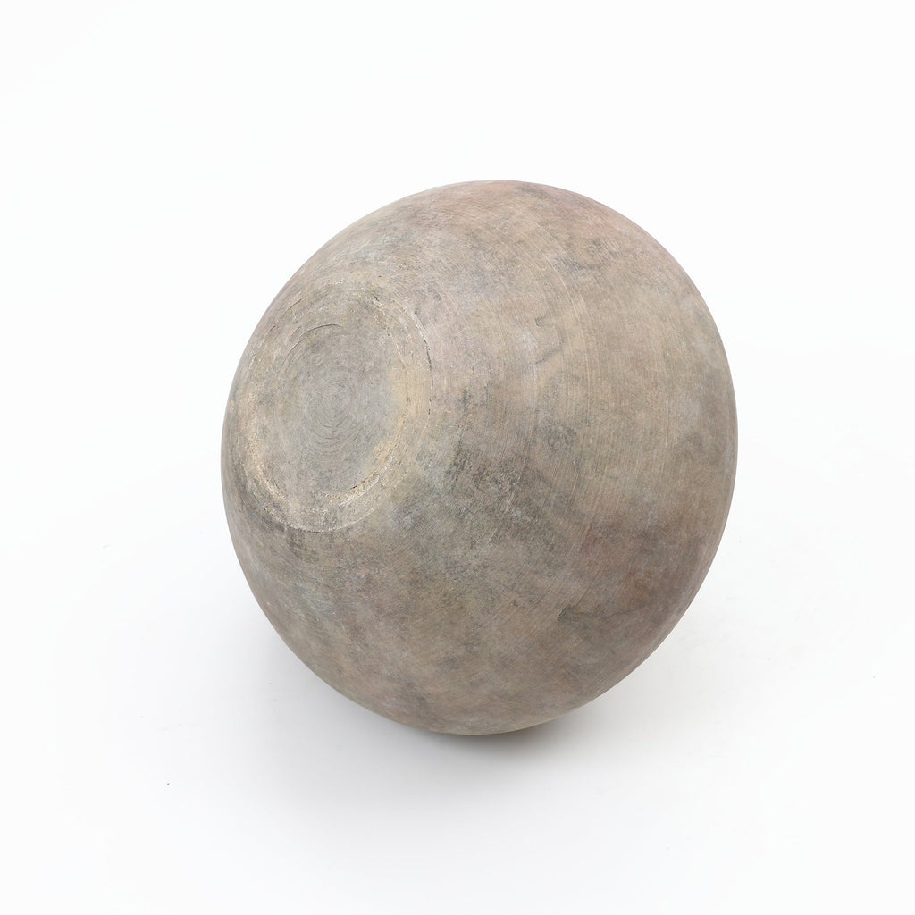 Wide Terracotta Vase, Antique Gray-Brown, 9"