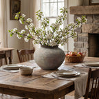 Wide Terracotta Vase, Antique Gray-Brown, 9"