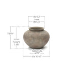 Wide Terracotta Vase, Antique Gray-Brown, 8"
