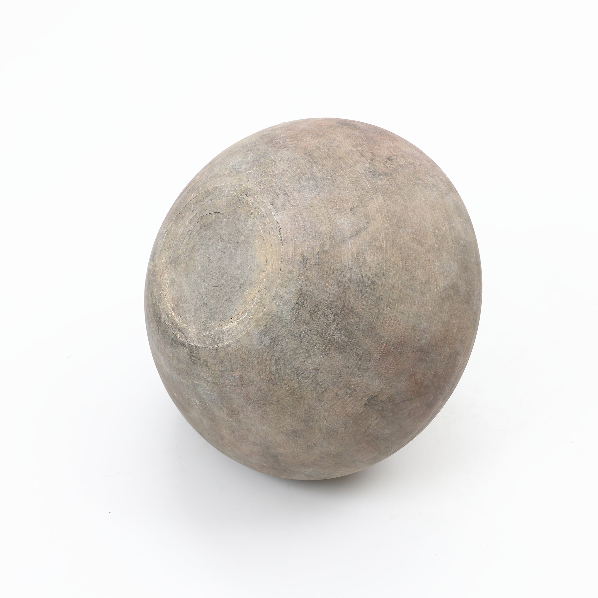 Wide Terracotta Vase, Antique Gray-Brown, 8"