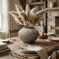 Wide Terracotta Vase, Antique Gray-Brown, 8"