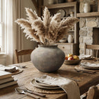 Wide Terracotta Vase, Antique Gray-Brown, 8"