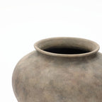 Wide Terracotta Vase, Antique Gray-Brown, 8"