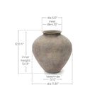 Round Terracotta Vase, Antique Gray-Brown, 13"