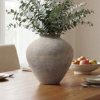 Round Terracotta Vase, Antique Gray-Brown, 13"