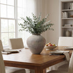 Round Terracotta Vase, Antique Gray-Brown, 13"