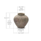 Round Terracotta Vase, Antique Gray-Brown, 11"