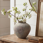 Round Terracotta Vase, Antique Gray-Brown, 11"