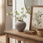 Round Terracotta Vase, Antique Gray-Brown, 11"