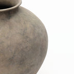 Round Terracotta Vase, Antique Gray-Brown, 11"