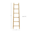 6-Tier Pine Wood Blanket Ladder with Handwoven Rattan Accent, 71"