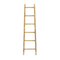 Pine Wood Blanket Ladder with Handwoven Rattan Accent, 71"