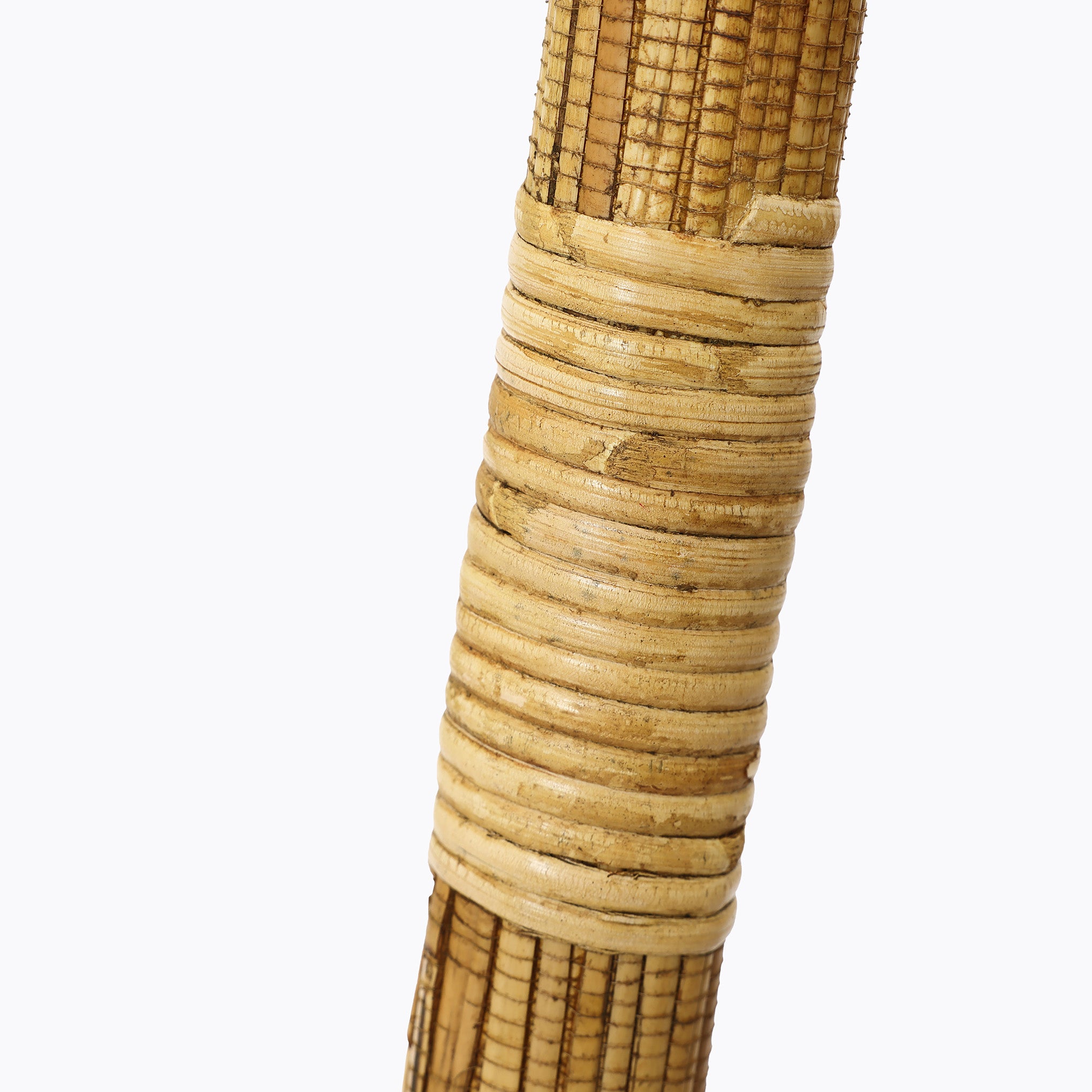 Pine Wood Blanket Ladder with Handwoven Rattan Accent, 71"