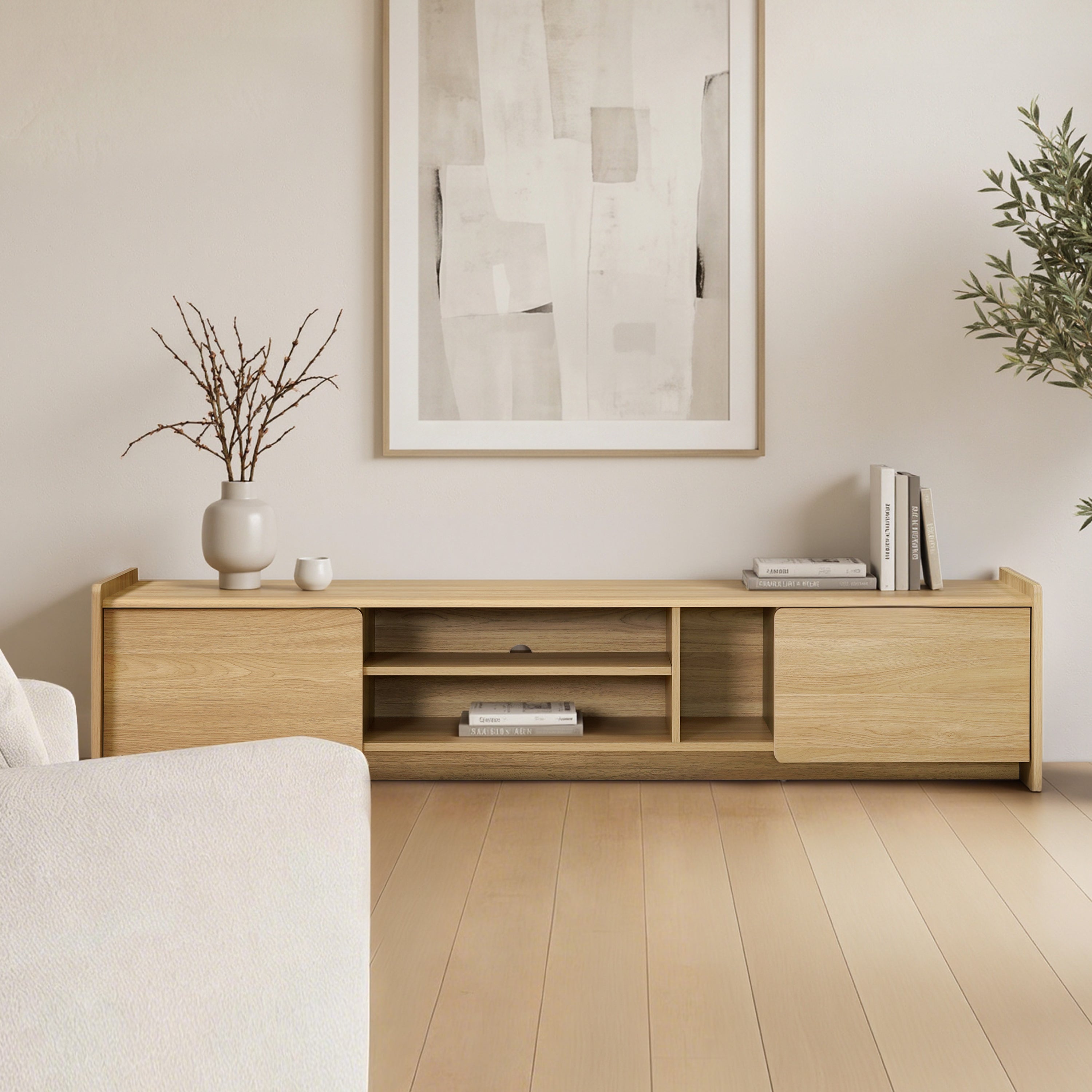 Zendic Wood TV Console Low-Profile, 69"