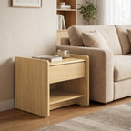 1-Drawer Hazel Oak Wood Nightstand with Shelf, 19"