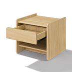1-Drawer Hazel Oak Wood Nightstand with Shelf, 19"