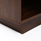 Walnut Side Table Geometric Mosaic Drawer Open Shelf