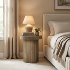 Fluted Wood Round Side Table, 20"