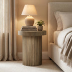 Fluted Wood Round Side Table, 20"