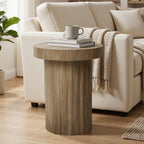 Fluted Wood Round Side Table, 20"