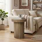 Fluted Wood Round Side Table, 20"