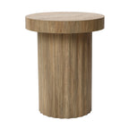 Fluted Wood Round Side Table, 20"