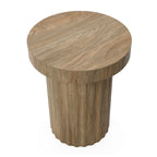 Fluted Wood Round Side Table, 20"