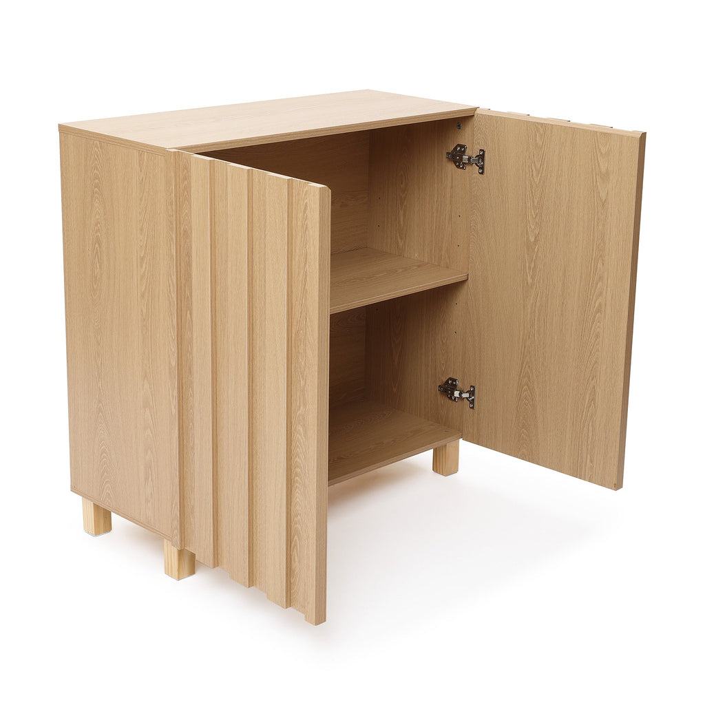 2-Door Fluted Wood Storage Cabinet, 31"