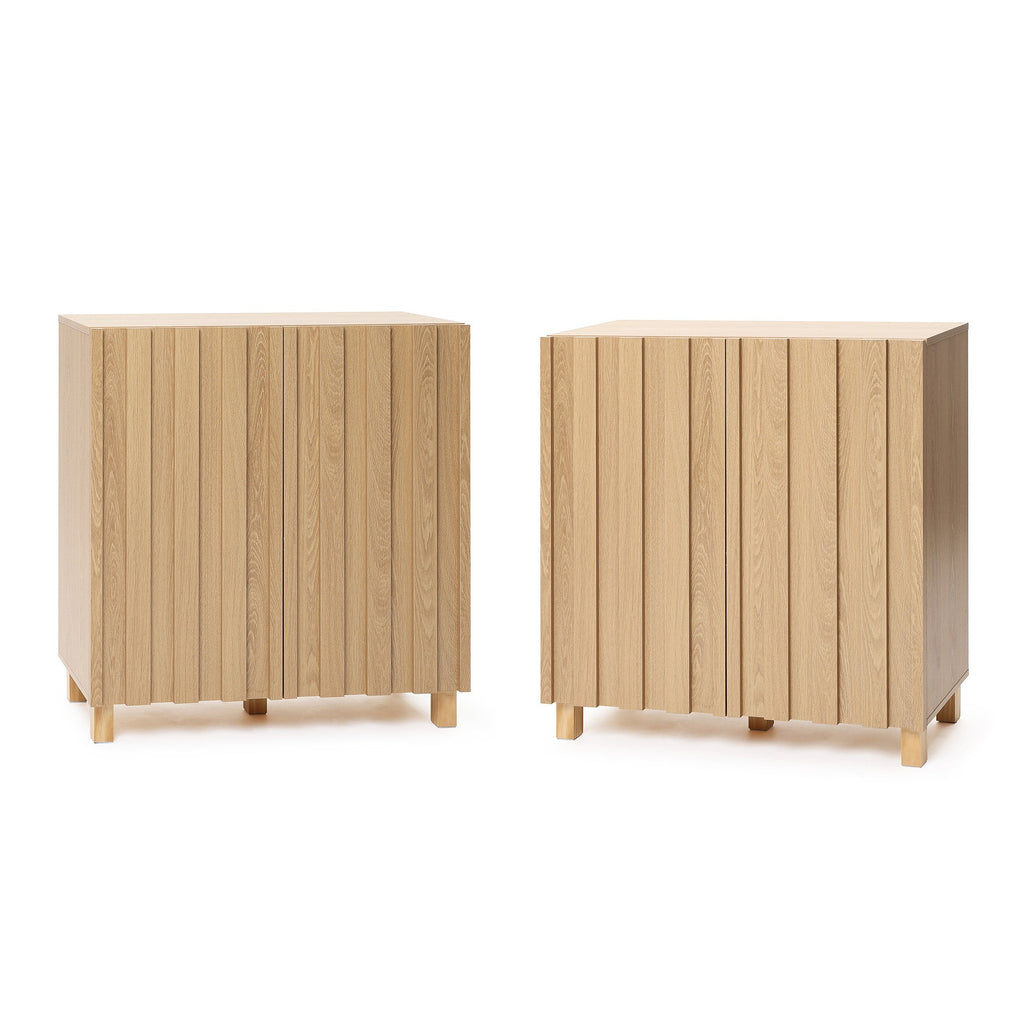 2-Door Fluted Wood Storage Cabinet, 31"