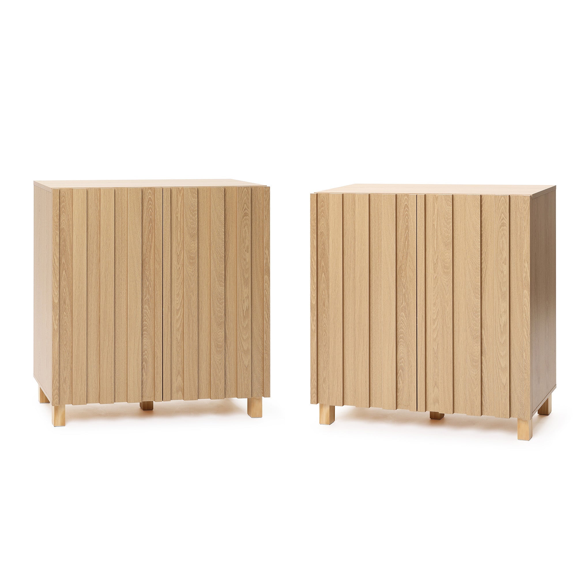 2-Door Fluted Wood Storage Cabinet, 31"