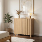 2-Door Fluted Wood Storage Cabinet, 31"