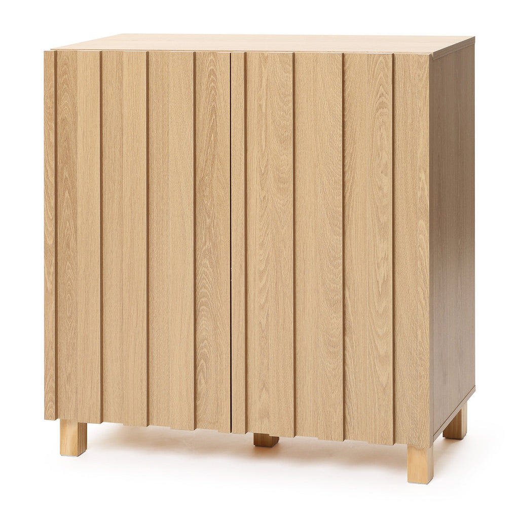 2-Door Fluted Wood Storage Cabinet, 31"