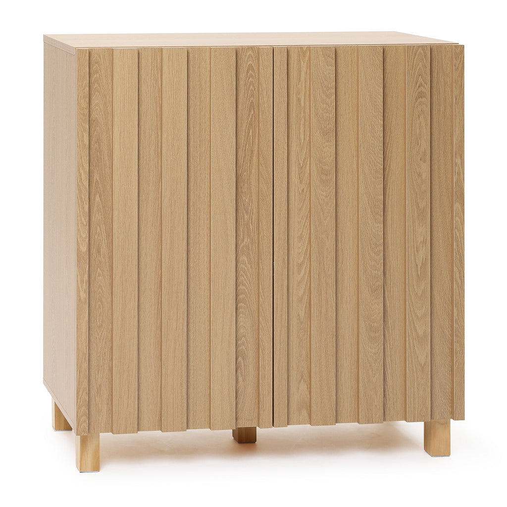 2-Door Fluted Wood Storage Cabinet, 31"